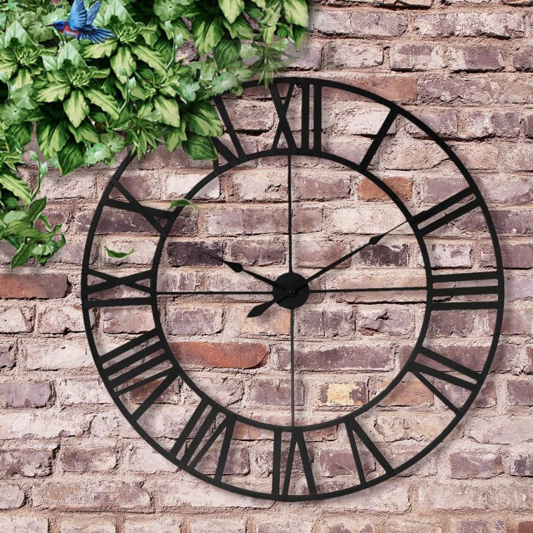 80Cm Grande Horloge Murale De Jardin En Plein Air En Chiffres Face À Face  Ouverte concernant Horloge De Jardin