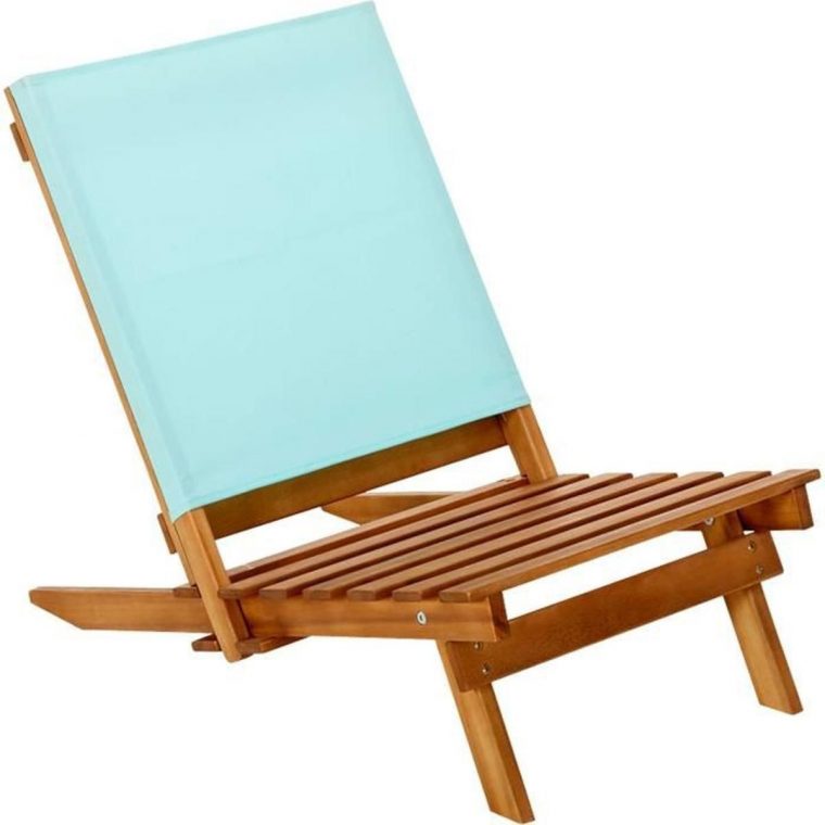 Caldos Chaise Basse De Jardin Bleue En Acacia Et Textilène … concernant Chaise Basse Jardin