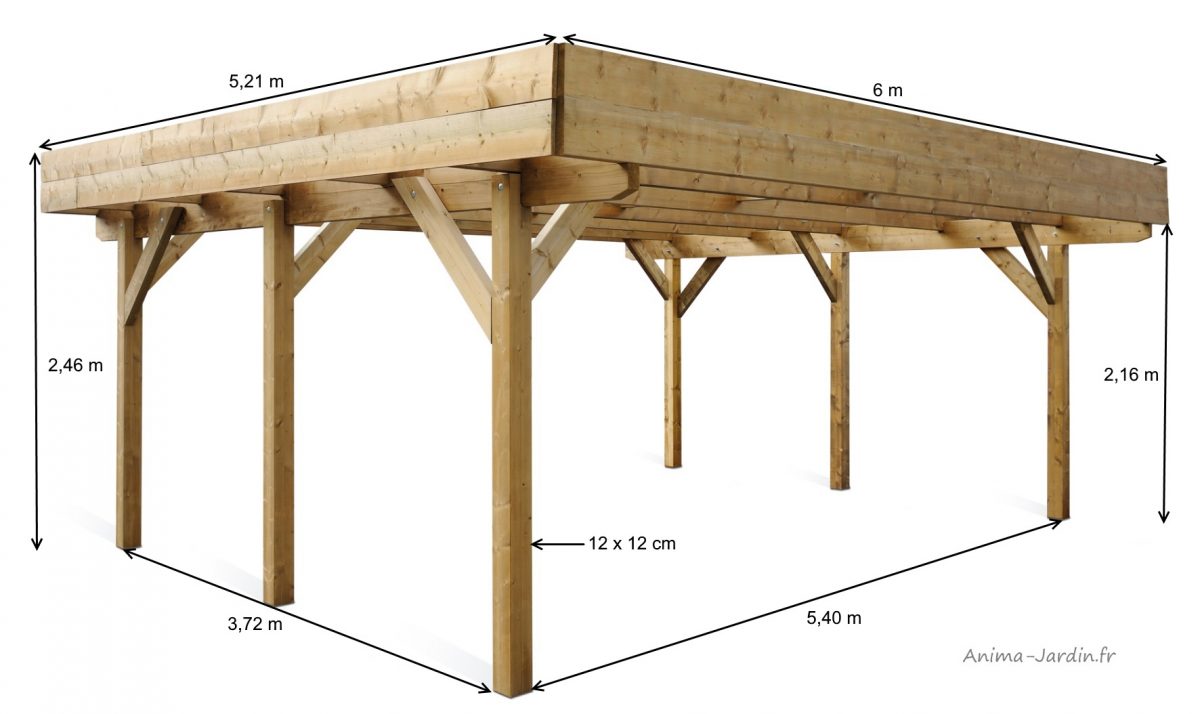 Carport En Bois, Autoclave, 6X5M, Rangement 2 Voitures, Pas Cher, Achat encequiconcerne Carport Bois Pas Cher