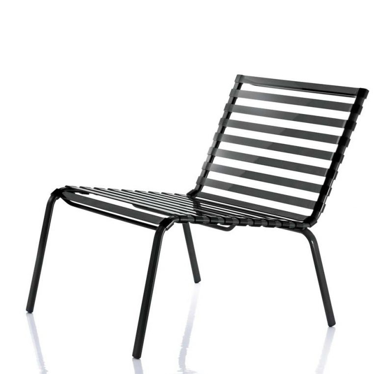Chaise Basse Striped Poltroncina De Magis, Noir dedans Chaise Basse De Jardin