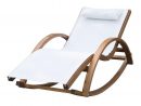 Chaise Longue Fauteuil Berçante À Bascule Transat Bain De Soleil  Rocking-Chair En Bois Charge 100Kg Blanc à Transat Gifi