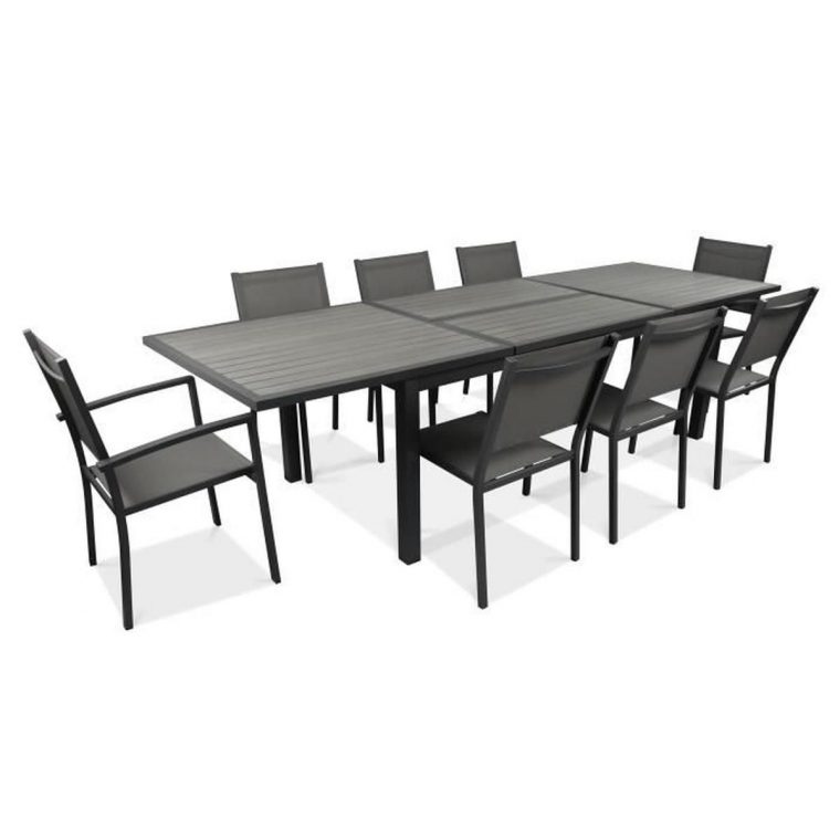 Ensemble De Jardin Extensible – Table Rectangulaire … destiné Salon De Jardin Aluminium 10 Personnes