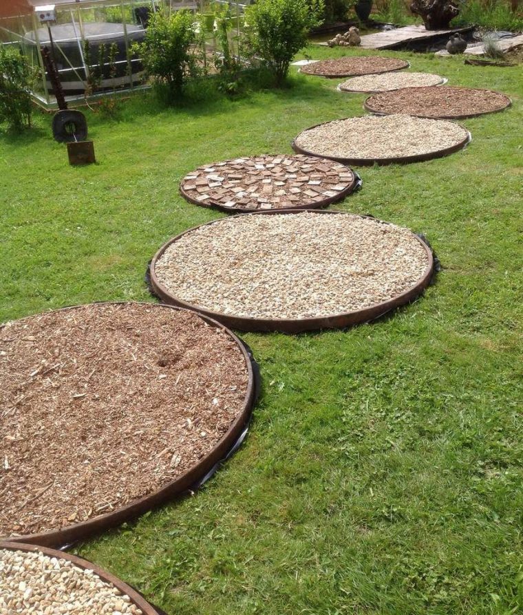 Faire Une Allée De Jardin – Cercles De Roues De Charrettes … avec Copeaux Bois Jardin