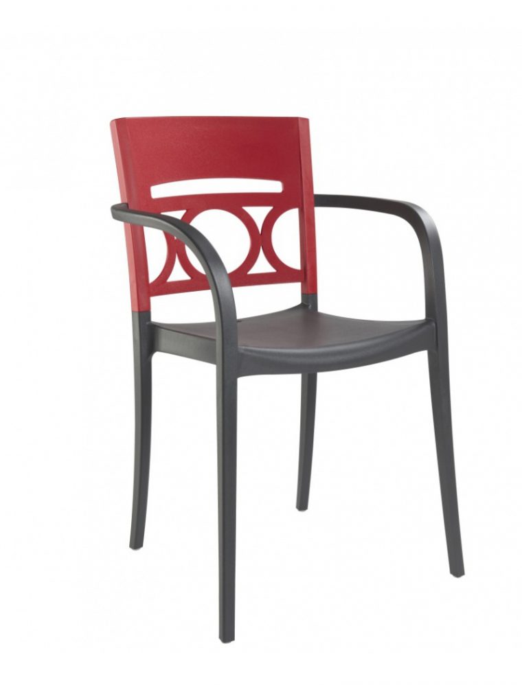 Fauteuil Moon Anthracite / Rouge serapportantà Grosfillex Chaise