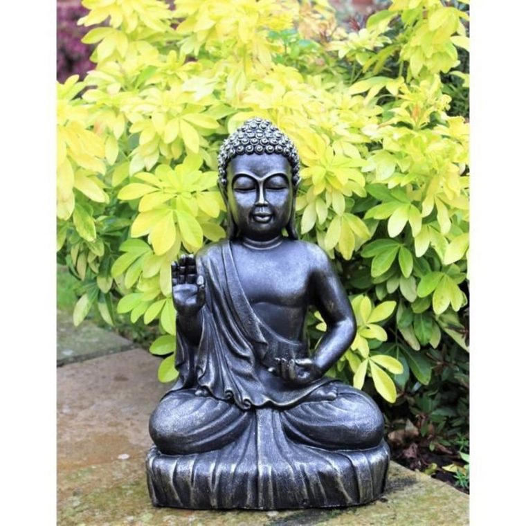 Gris Clair Jardin Figurines Relaxdays Statue De Bouddha … avec Bouddha Deco Jardin