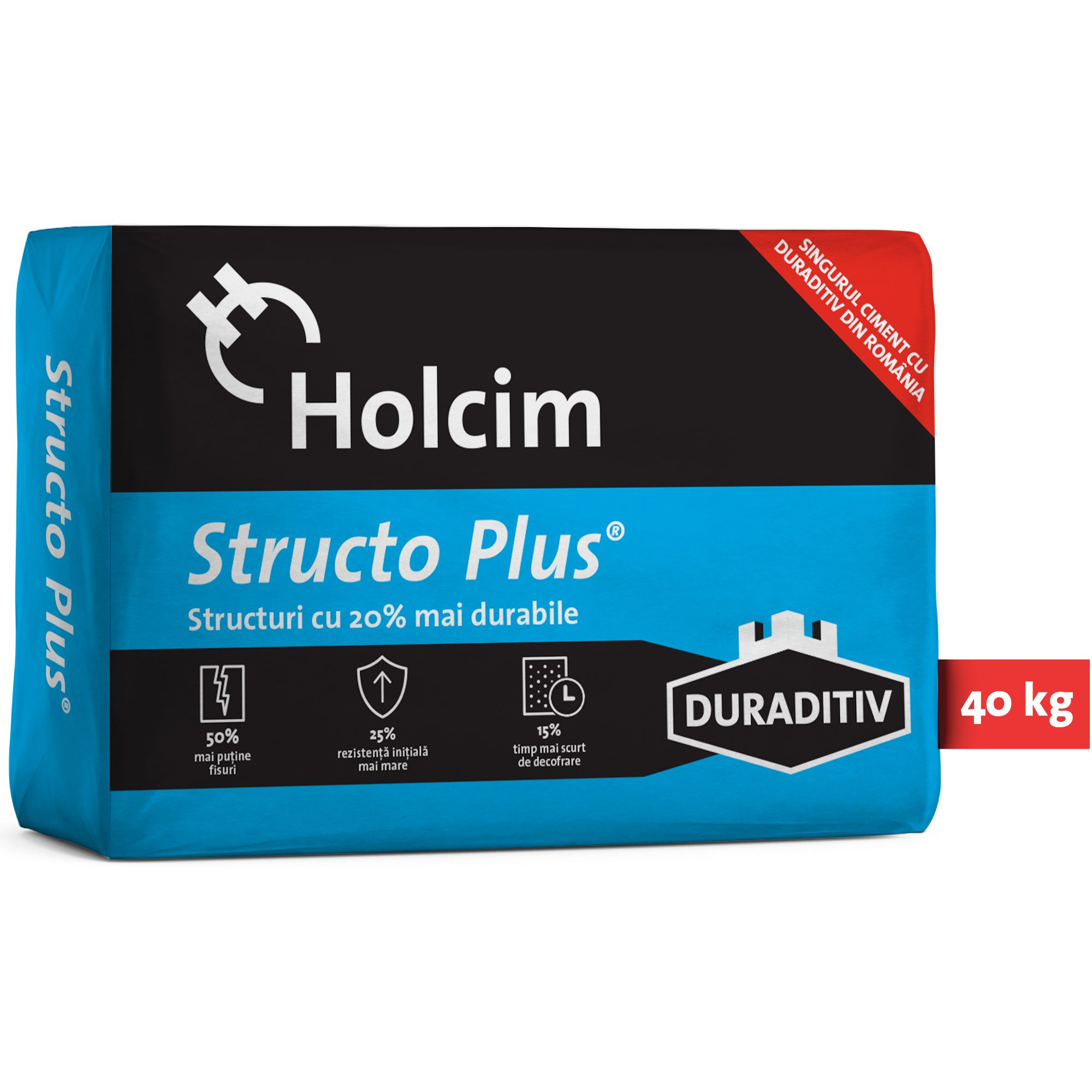 Holcim Structo Plus Ciment Aditivat Gri 42,5N 40 Kg avec Ciment Leroy Merlin