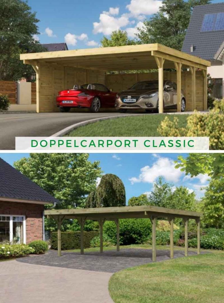 Karibu Doppelcarport Classic 2 + Pvc-Dach In 2020 … tout Karibu Carport