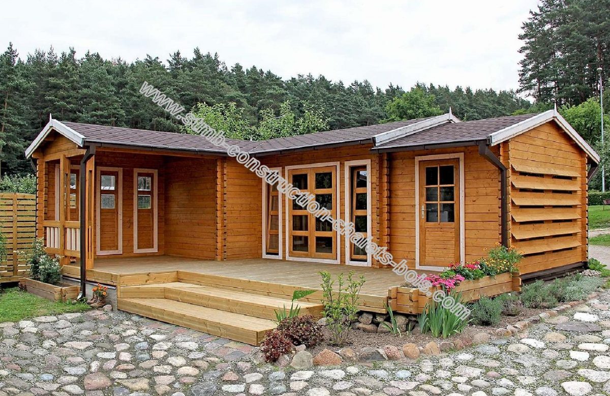 Kit Chalet Bois Habitable Chene 30.50 M² Habitable + Terrasse à Chalet Habitable Pas Cher