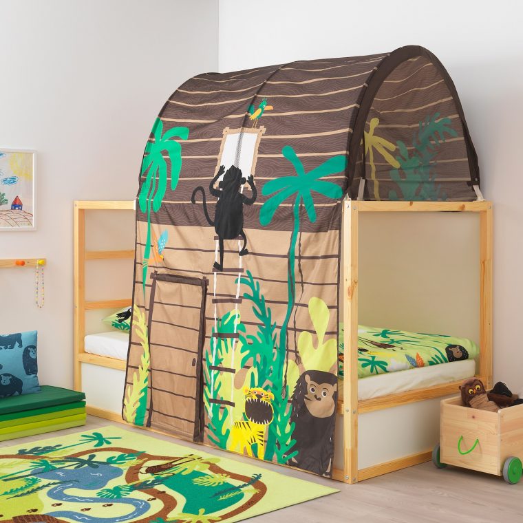Kura Tente Pour Lit Avec Rideau – Hutte Brun destiné Lit Cabane Ikea