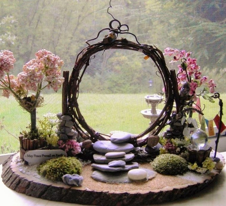 Miniature Fairy Zen Twig Moon Gate Peace Garden With … à Decor Jardin Zen