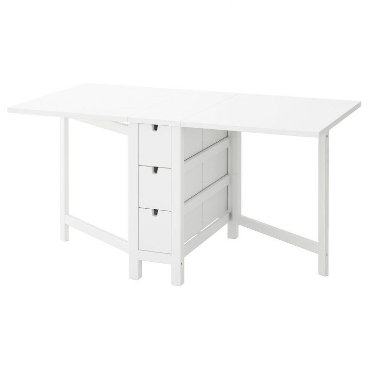 Norden Gateleg Table – White 26/89/152X80 Cm dedans Table Pliante Ikea