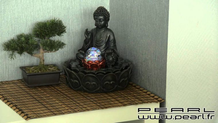 Nx6579 – Fontaine Lumineuse D'intérieur 'bouddha' Avec Boule En Verre à Fontaine Bouddha Interieur