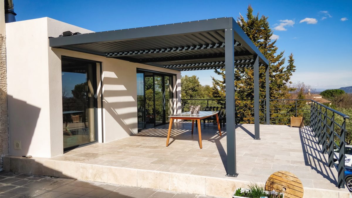 Pergola Adossée Orient, Aluminium Gris Anthracite, 18 M² avec Pergola Leroy Merlin