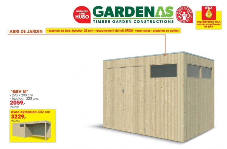 Promotion Hubo: Abri De Jardin Qbv M – Gardenas (Jardin Et … à Abris De Jardin Hubo
