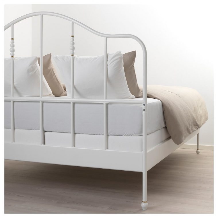 Sagstua Bed Frame – White, Espevär Queen | Structure De Lit … à Lit Fer Forgé Ikea