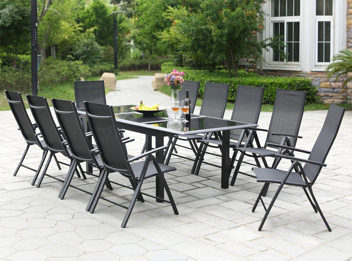 Salon Jardin Aluminium Table De Jardin Extensible 12 ... avec Salon De Jardin Aluminium 10 Personnes