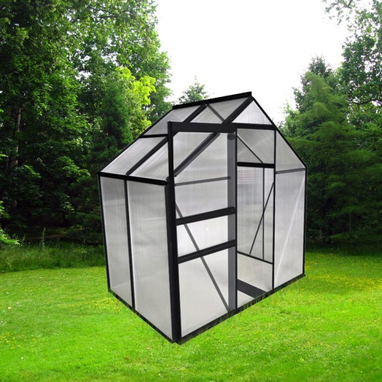 Serre Polycarbonate Anthracite 2.30 M² – Châlet-Jardin intérieur Serre De Jardin En Polycarbonate