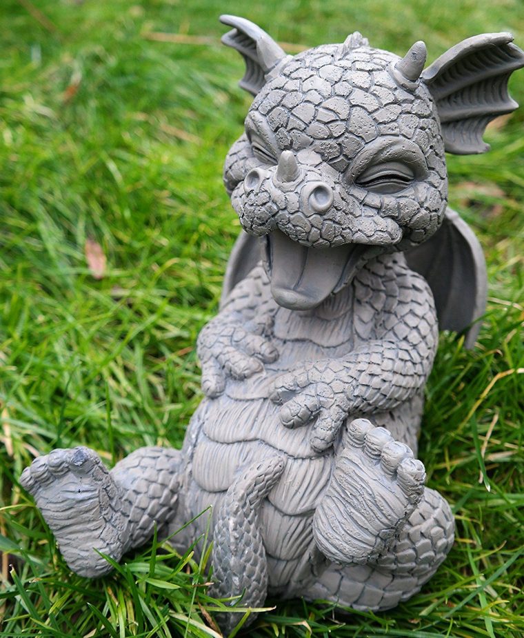 Statue De Dragon Kringelt, Rire Statuette De Jardin | Dragon … à Statuette De Jardin