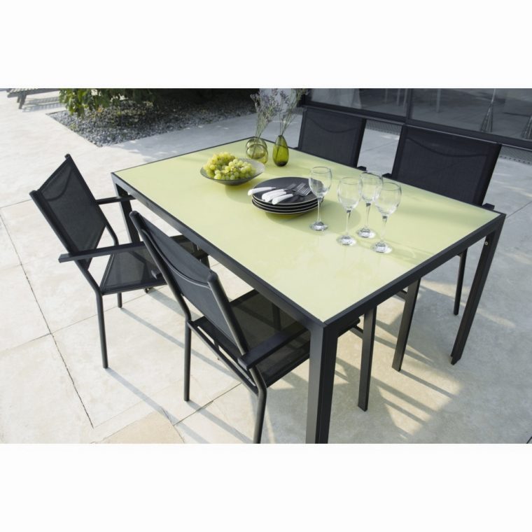 Table Extérieur Rosario Noir Et Vert Bambou avec Table De Jardin Bricorama