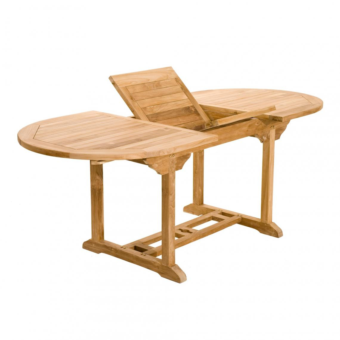 Table Ovale Extensible 6/8 Personnes En Teck Massif - Teck Plus De Détails destiné Housse De Table De Jardin Ovale