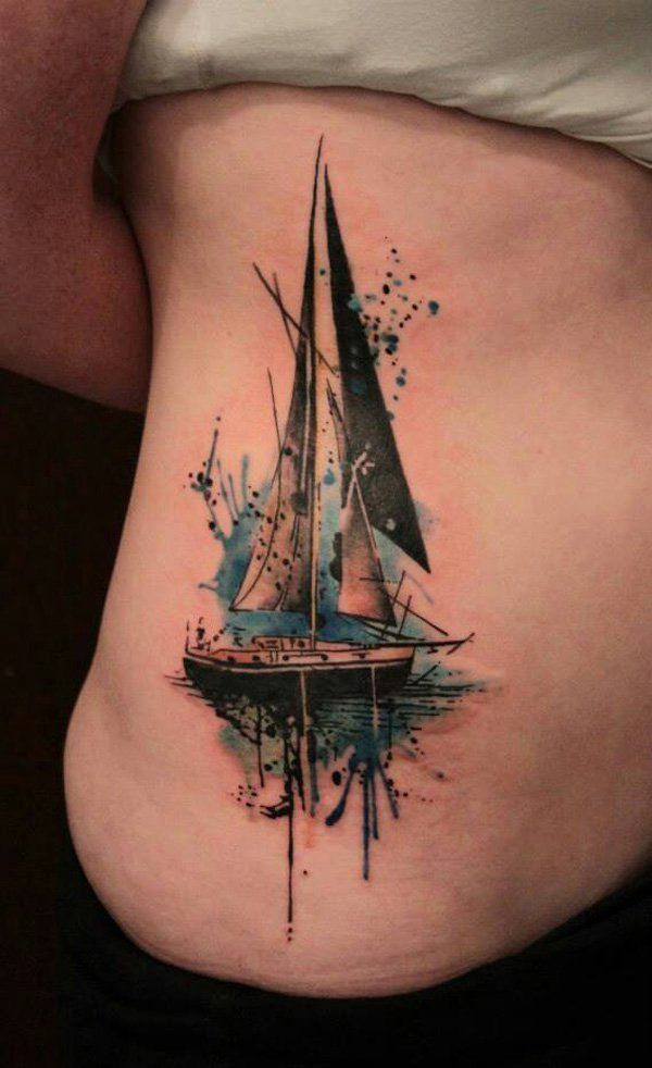 tatouage bateau simple