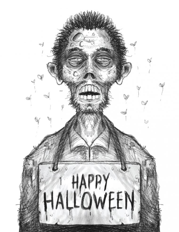 coloriage halloween zombie