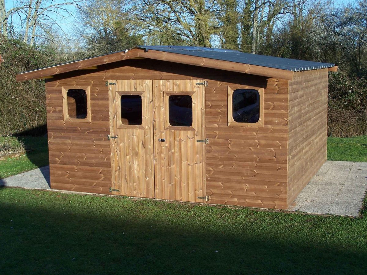 Abri De 19,69M2 Avec Le Toit Double Pente Bac Acier Avec ... dedans Chalet De Jardin En Bois Traité Autoclave