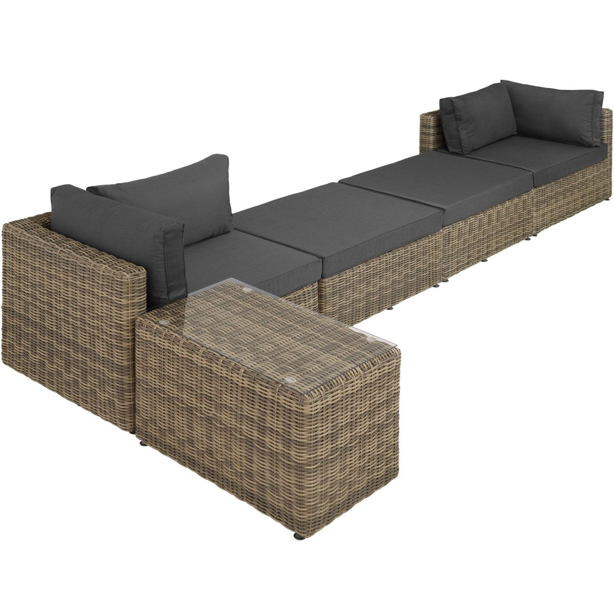 Aluminium Poly Rattan Multi Lounge Gartensofa Doppel Liege ... pour Tectake 800694