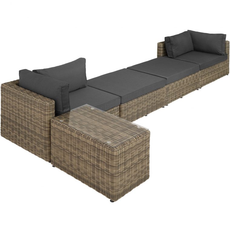 Aluminium Poly Rattan Multi Lounge Gartensofa Doppel Liege … pour Tectake 800694