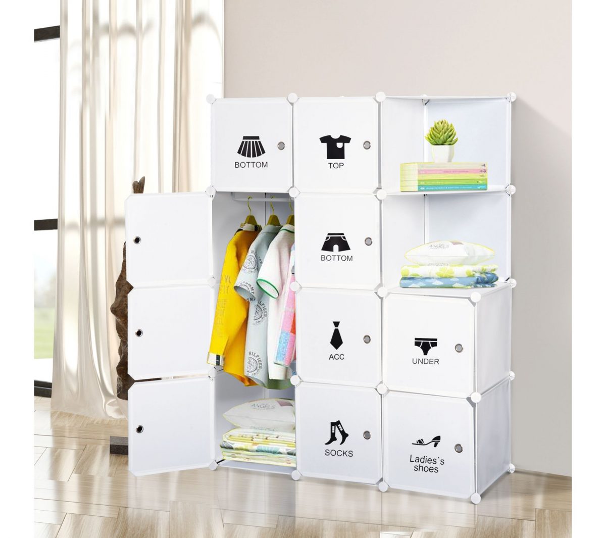 Armoire Penderie Cube Multi-Rangements 111L X 47L X 145H ... intérieur Penderie Plastique But