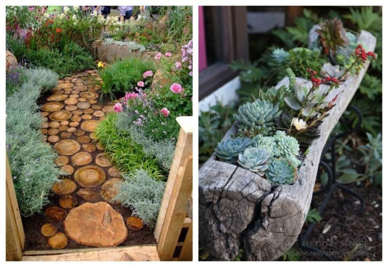 Decoración Con Troncos | Jardines, Senderos De Jardín … à Ideas Para Decoracion De Jardines