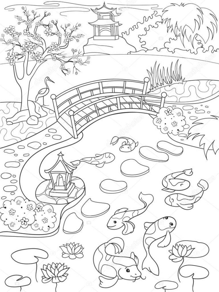 Dibujos: Dibujo Jardin Japones | Naturaleza De Libro Para … tout Dibujos De Jardines Para Colorear