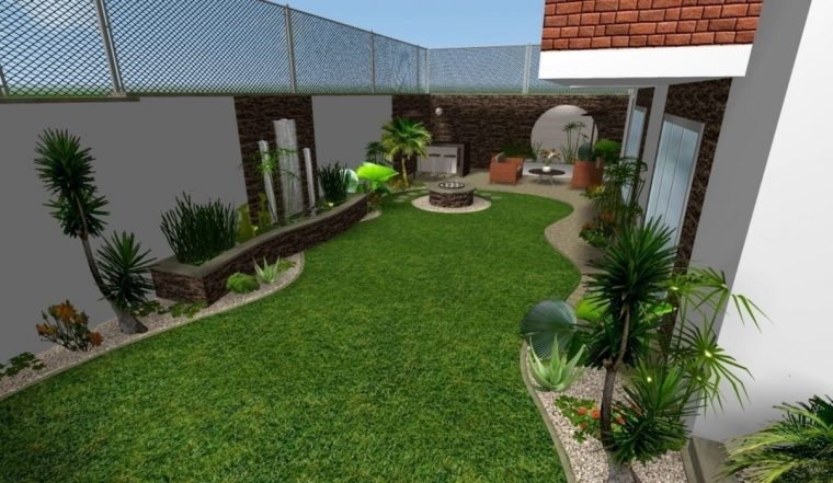 Diseño 3D – Vista General: Jardines De Estilo Por Zen … tout Diseño De Exteriores Jardines