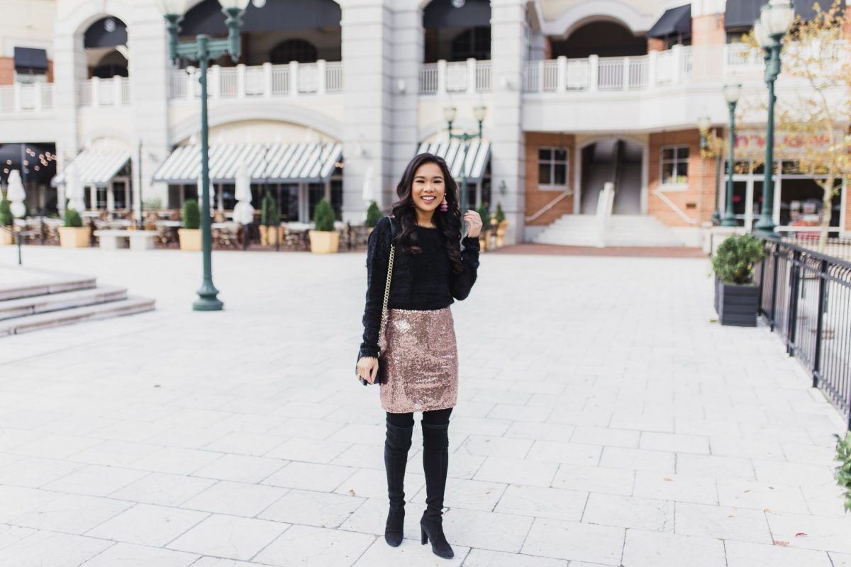 Holiday Sparkle :: Fuzzy Sweater &amp; Rose Gold Sequin Skirt ... encequiconcerne Lidl Asheville