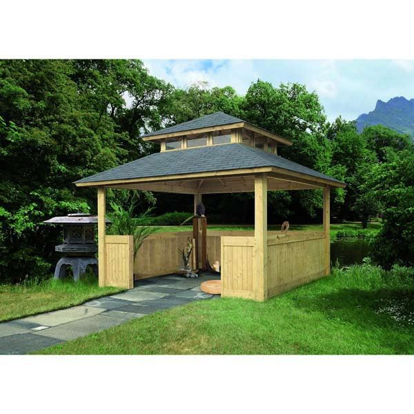 Kiosque Pavillon Bois Pefc Carré – 3,59X3,59M – Achat … concernant Kiosque Commercial Bois