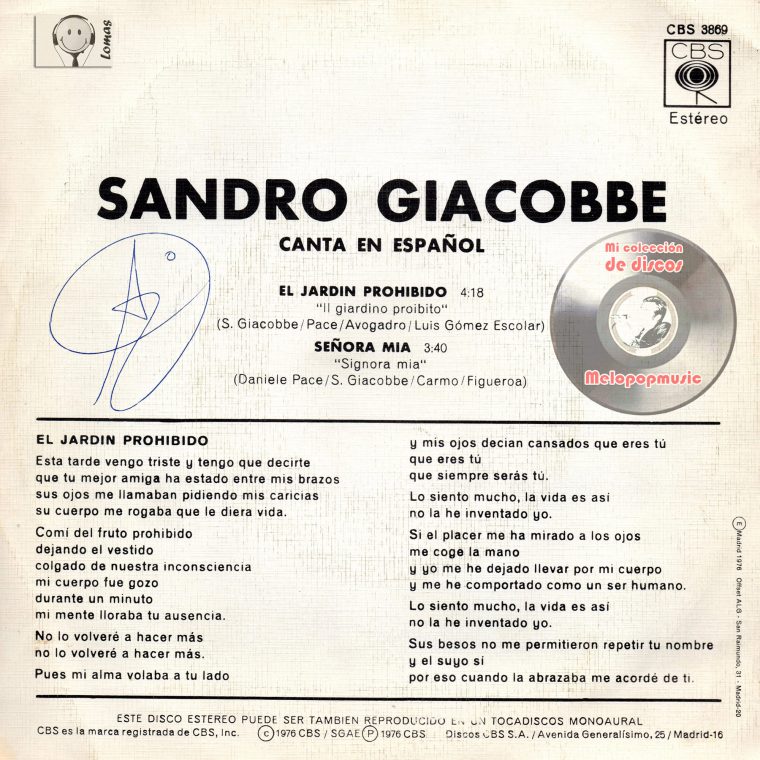 Melopopmusic: Sandro Giacobbe – El Jardín Prohibido [Sg … pour El Jardín Prohibido