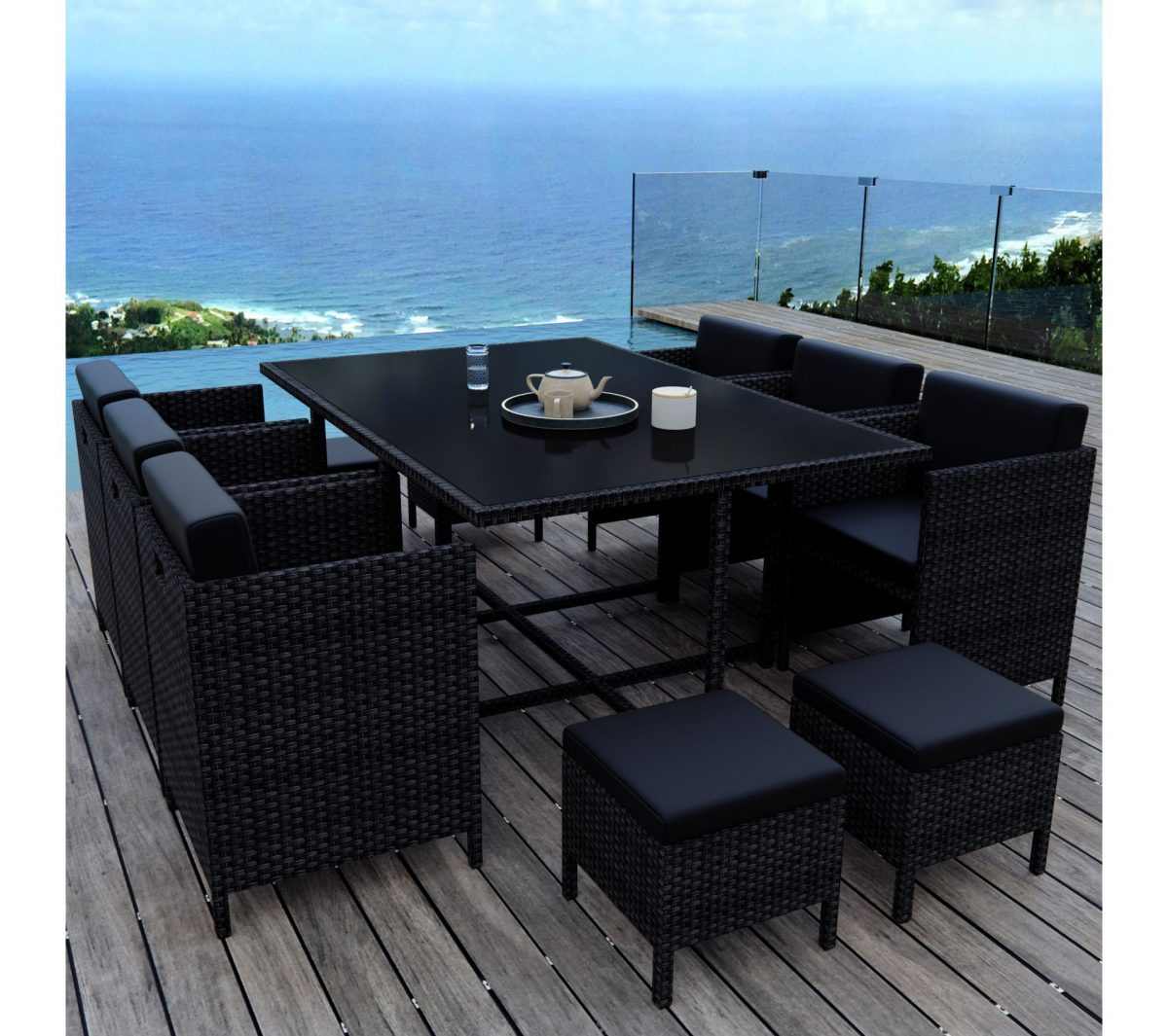 Munga 10 Places - Ensemble Encastrable Salon / Table De ... encequiconcerne Table De Jardin En Resine Tressee Encastrable