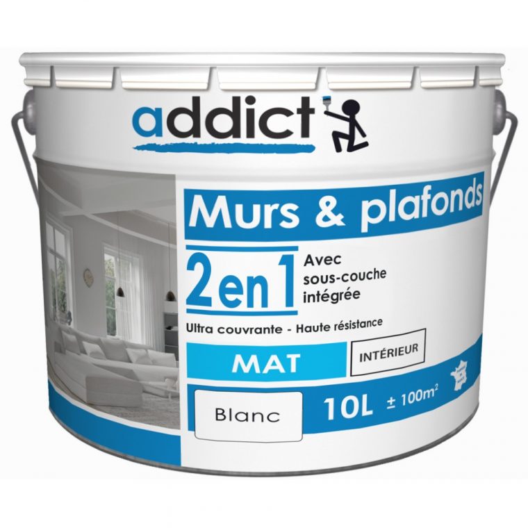 Peinture Addict Murs & Plafonds Mat Blanc 10L – Peinture … destiné Peinture Blanche Mur Et Plafond