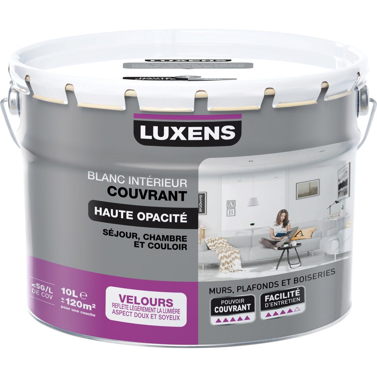 Peinture Luxens, Mur, Plafond Et Boiserie Couvrant, Blanc ... avec Peinture Blanche Mur Et Plafond