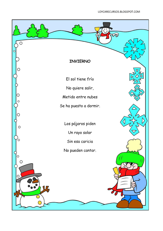 Pin En Poema (Invierno) avec Poesias Cortas Para Niños De Jardin