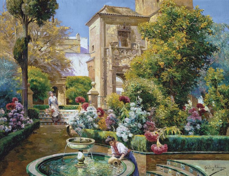Pinturas Magistrales : Jardines Del Alcázar De Sevilla … dedans Jardines Del Alcazar De Sevilla