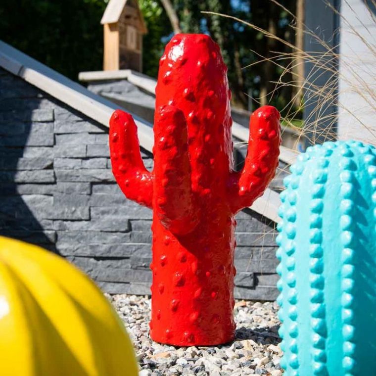 Sculpture Jardin Moderne Cactus 50Cm Rouge – 4717 tout Statue Moderne Pour Jardin
