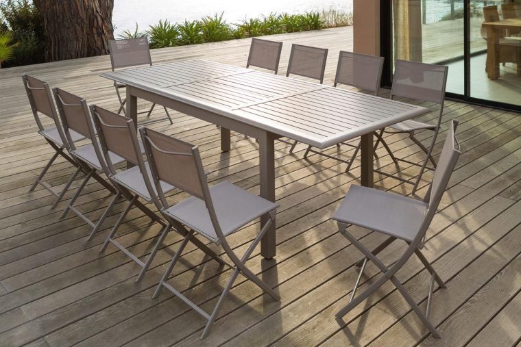 Table Extensible Azua Aluminium Taupe Hespéride | Mobilier … serapportantà Hesperide Table Jardin