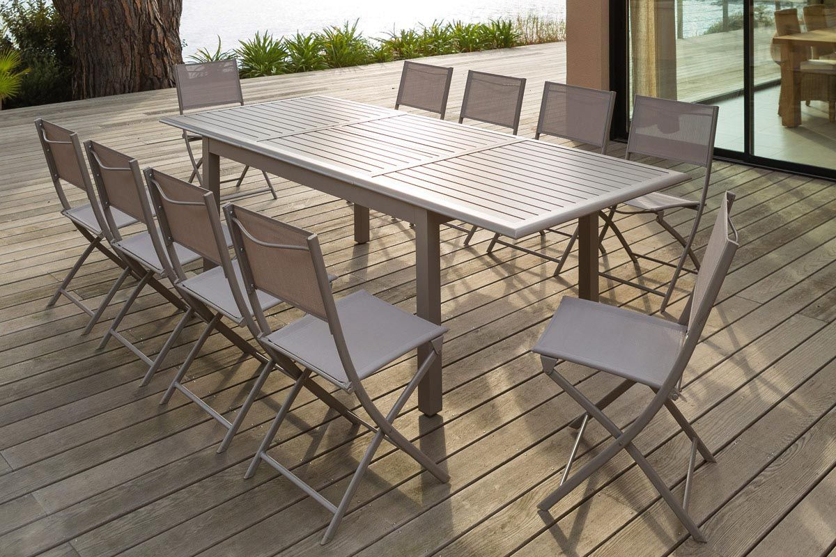 Table Extensible Azua Aluminium Taupe Hespéride | Mobilier ... serapportantà Hesperide Table Jardin
