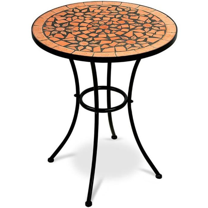 Table Guéridon Mosaïque Roma Fer Forgé 70X60Cm – Achat … destiné Table Mosaique Occasion