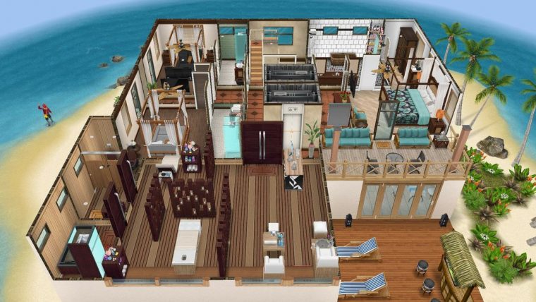 Tropical Hotel 2° Floor – Spa (Left Side View … avec Sims 2 Mansiones Y Jardines