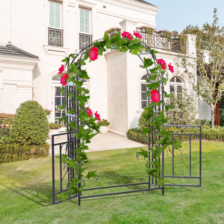 Outsunny 4Ft X 7Ft Metal Garden Arch Backyard Bridal … à Metak Easy Arch