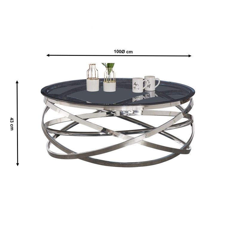 Table Basse Design Rond Avec Piètement En Acier Inoxydable … pour Salon De Jardin Aluminium Montpellier 34