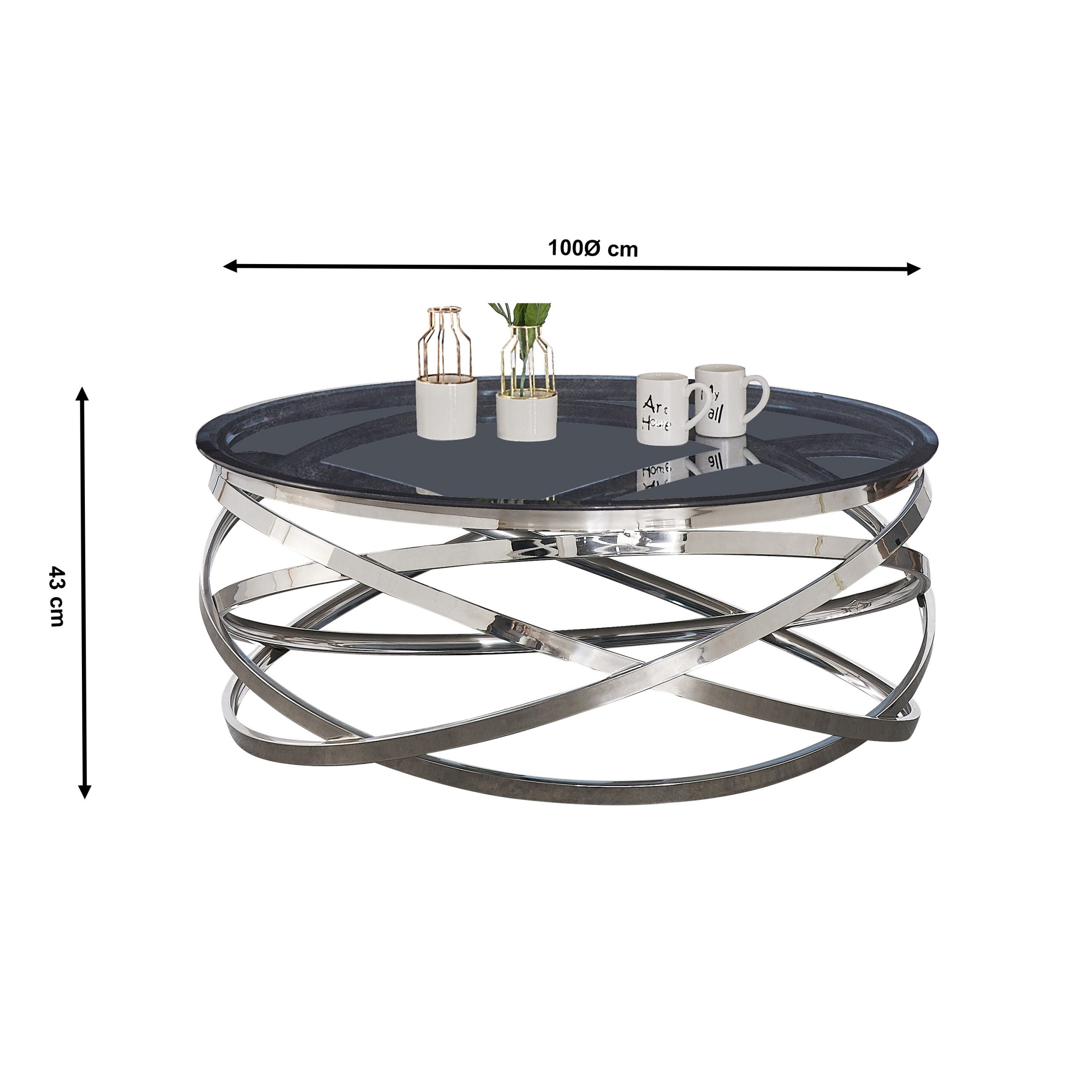Table Basse Design Rond Avec Piètement En Acier Inoxydable ... pour Salon De Jardin Aluminium Montpellier 34