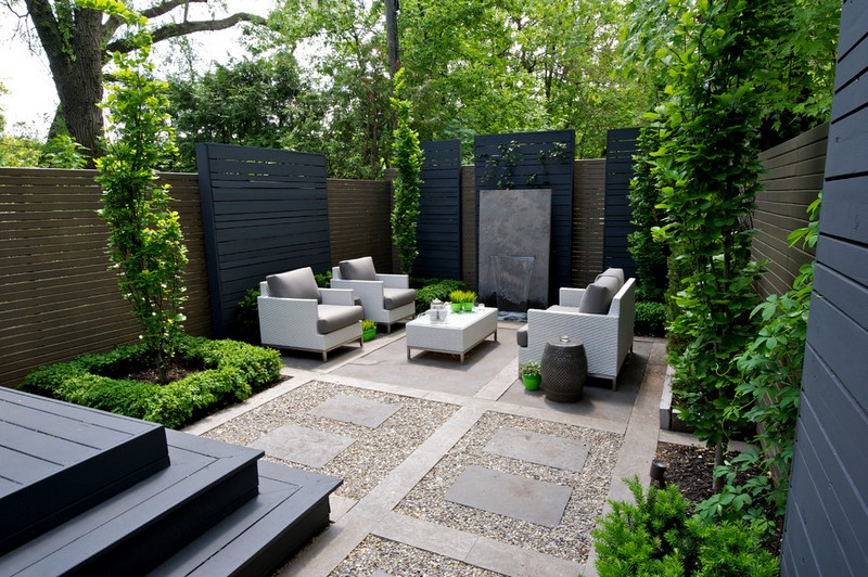 Aménagement Petit Jardin Dans L'Arrière-Cour-Idées Modernes avec Salon De Jardin Bois À L’arrière De La Maison